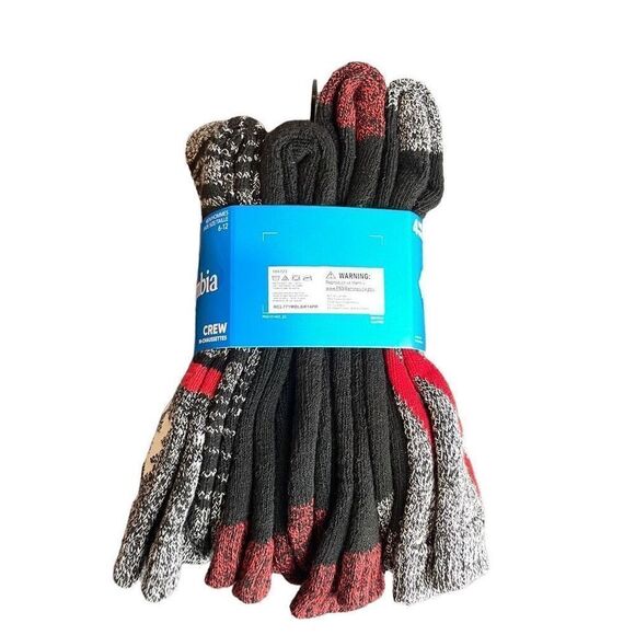 Columbia Men's Black Gray Crew Socks Set of 4 New - Picture 5 of 6